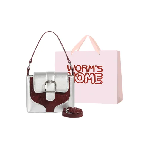 Worm's Home PU Crossbody One Shoulder Handbags Women's Silver & Pink/Silver & Red/Black