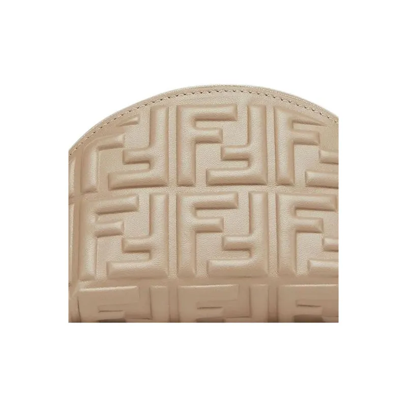 FENDI Nappa Leather Clutch Small Size Women's Gray-3