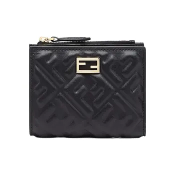 FENDI Nappa Leather Wallet Small Size Women's Black