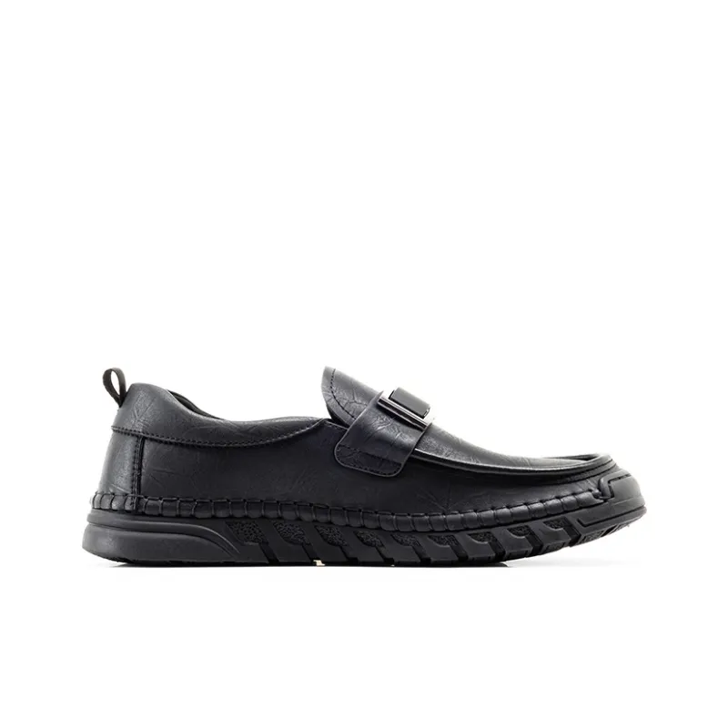 JOSINY Casual Leather Shoes Classic Slip on Men's Black-1