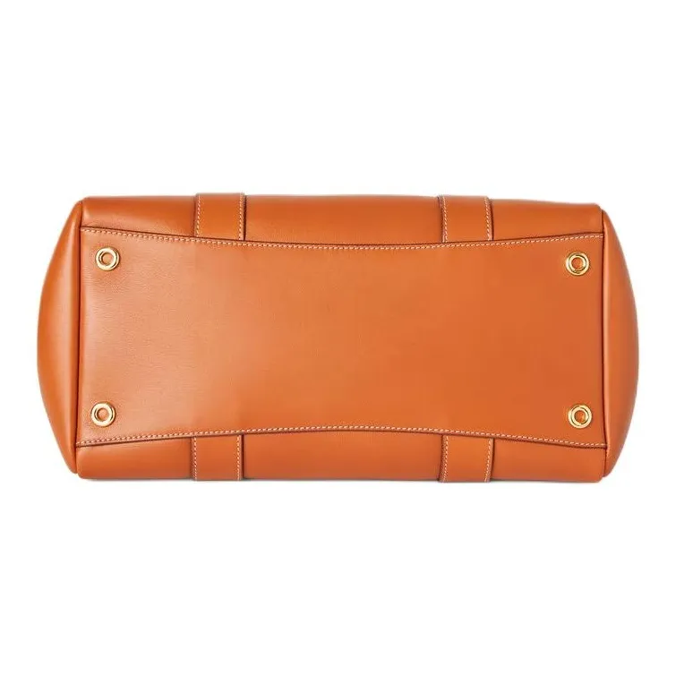 Loro Piana Smooth Calf Leather Handbag Women's Warm Brown Taupe-3