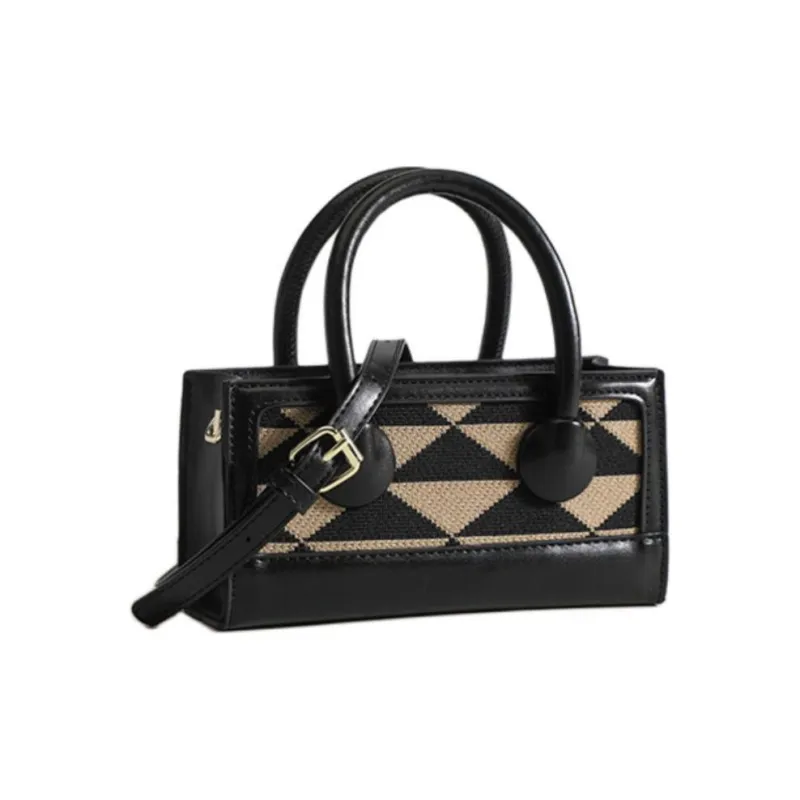 TTaG．baG PU Shoulder Bag Regular Women's Triangular Pattern/Pink Stone Pattern/Black Stone Pattern-1