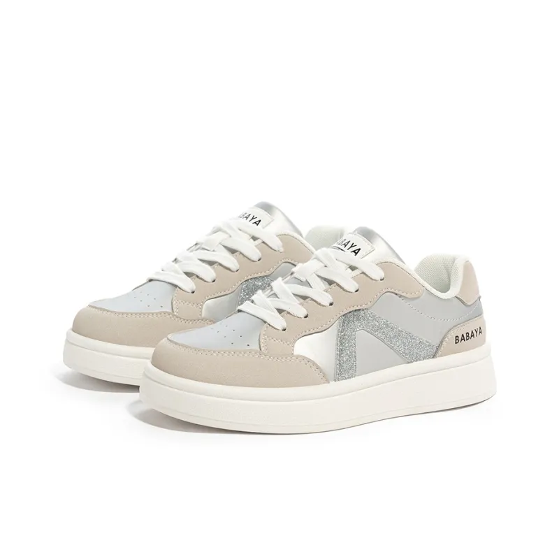BABAYA KIDS Slip Resistant And Breathable Low Top Skateboard Shoes Women's Silver-2