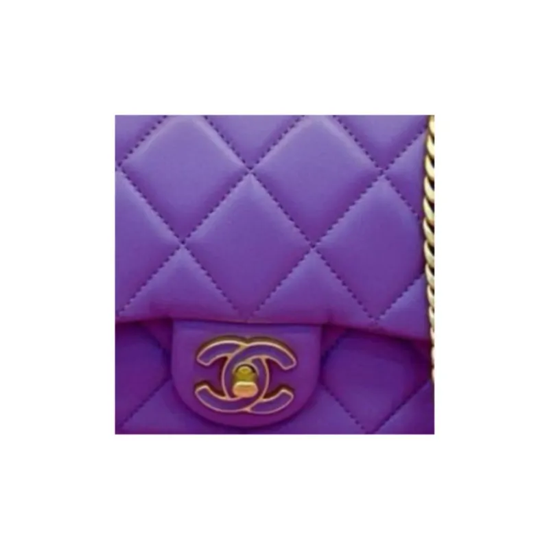 CHANEL 22P Sheepskin Crossbody Bag, Shoulder Bag Women's Purple-4