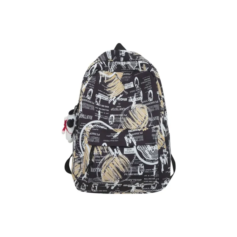 ResNonverba Nylon Backpacks Backpack Regular Unisex Black/White/Blue/Yellow-11