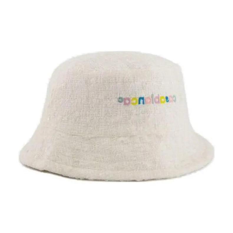 CASABLANCA Logo Embroidered Tweed Bucket Hat-1