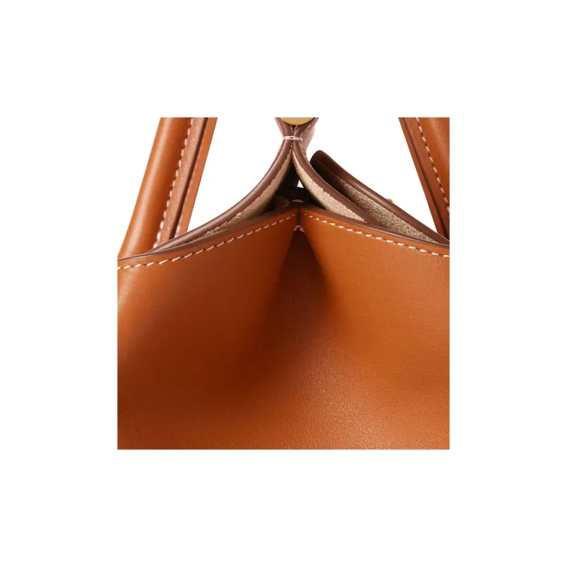 Loro Piana Smooth Calf Leather Handbag Women's Warm Brown Taupe-4