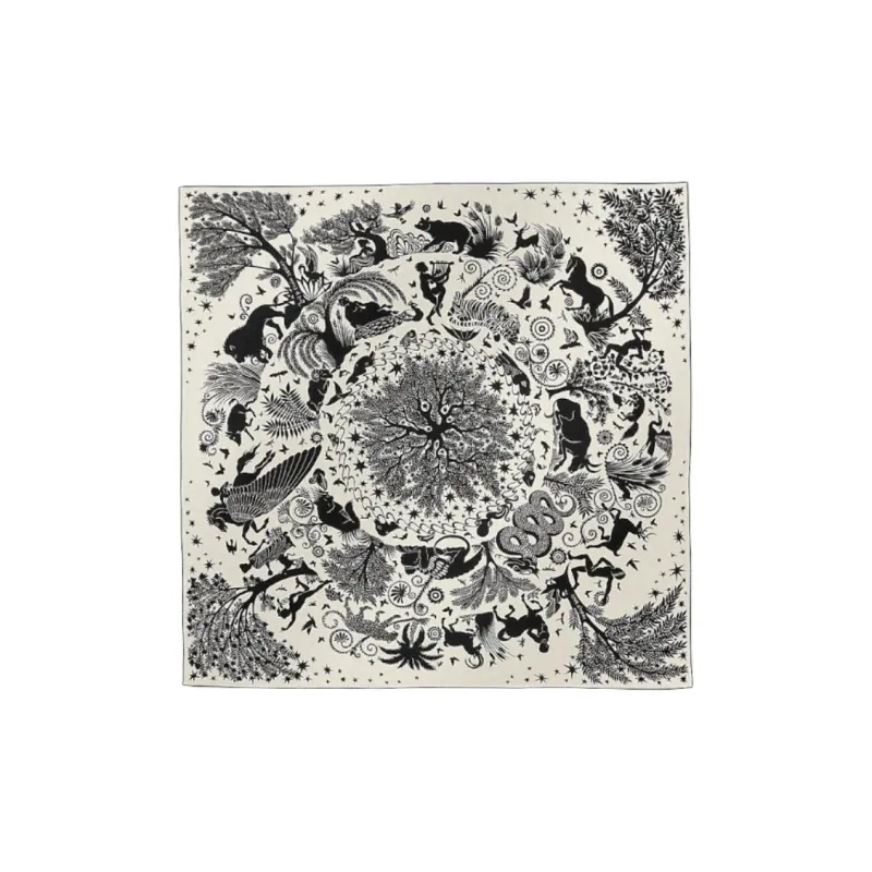 HERMES Cashmere Silk Scarves Women's Black-0