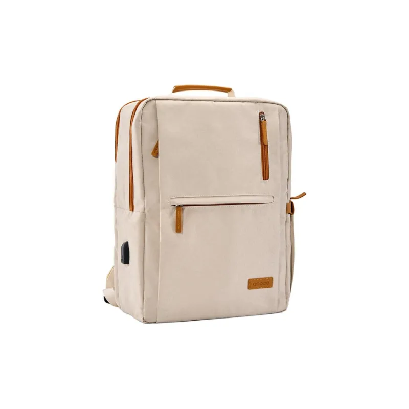 TTaG．baG Oxford Backpack Regular Unisex White & Brown-4