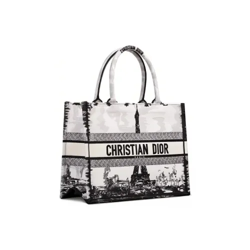 DIOR Embroidery Tote Bag, Shopping Bag, Handbag Medium Size Women's Black