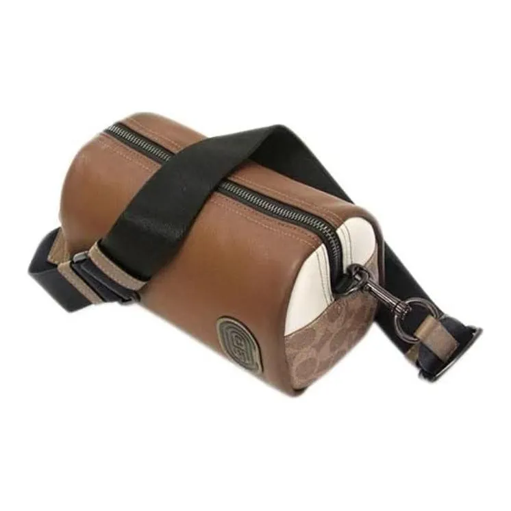COACH Leather Round Bucket Bag Crossbody Bag Men's Brown-2