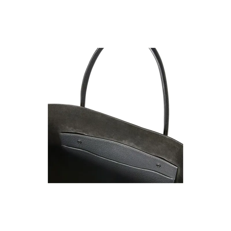 Loro Piana Cow Leather Tote Bag, Shopping Bag, Handbag Small Size Women's Black & Gunmetal Copper-5