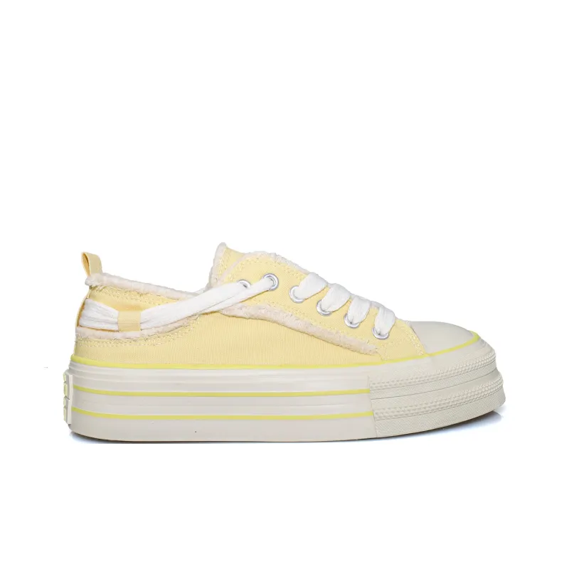 B10CROWN Anti Slip Wear Resistant Breathable Lightweight Low Top Canvas Shoes Women's Mandarin Yellow-2