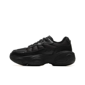 LiNing Honey Cushioned Wear-Resistant Height Increasing Low-Top Casual Shoes Women's Black