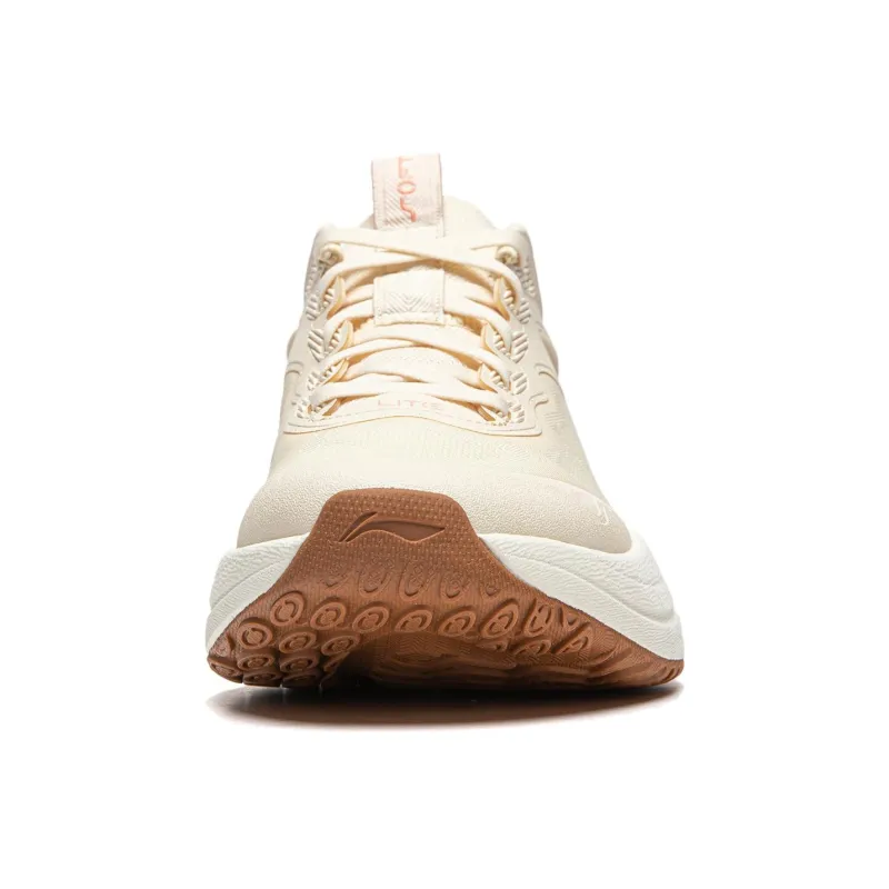 LiNing Soft Lite Anti-Slip Wear-Resistant Breathable Lightweight Low-Top Casual Shoes Women's White Umber-4