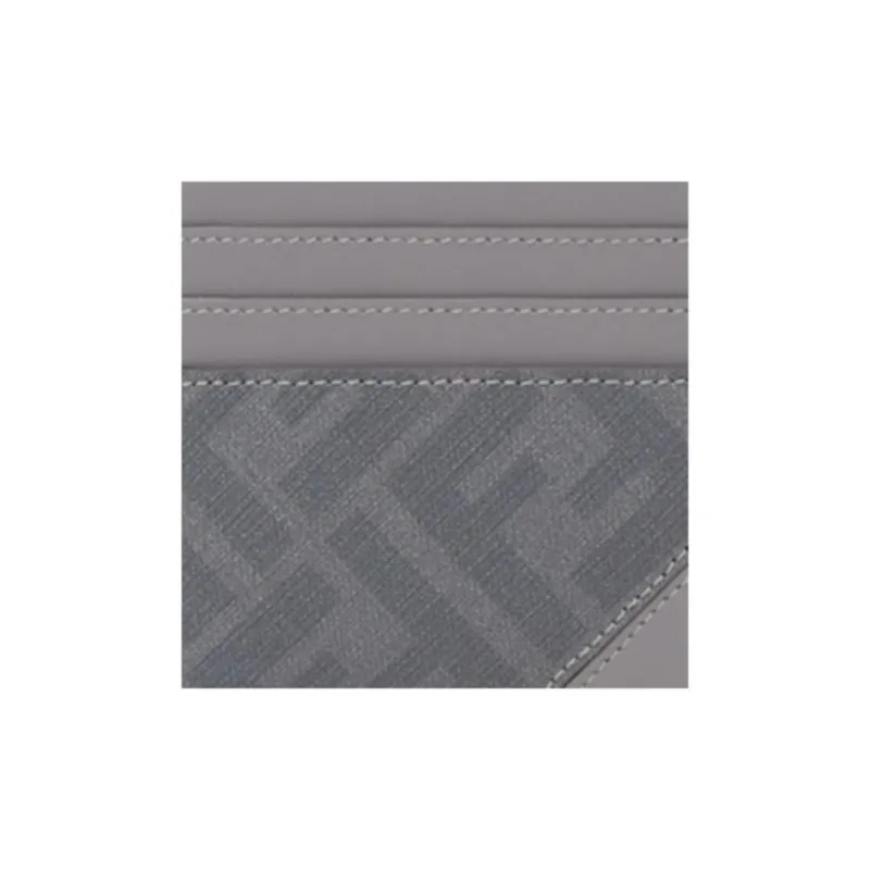 FENDI Calfskin Card Holder Men's Gray-3