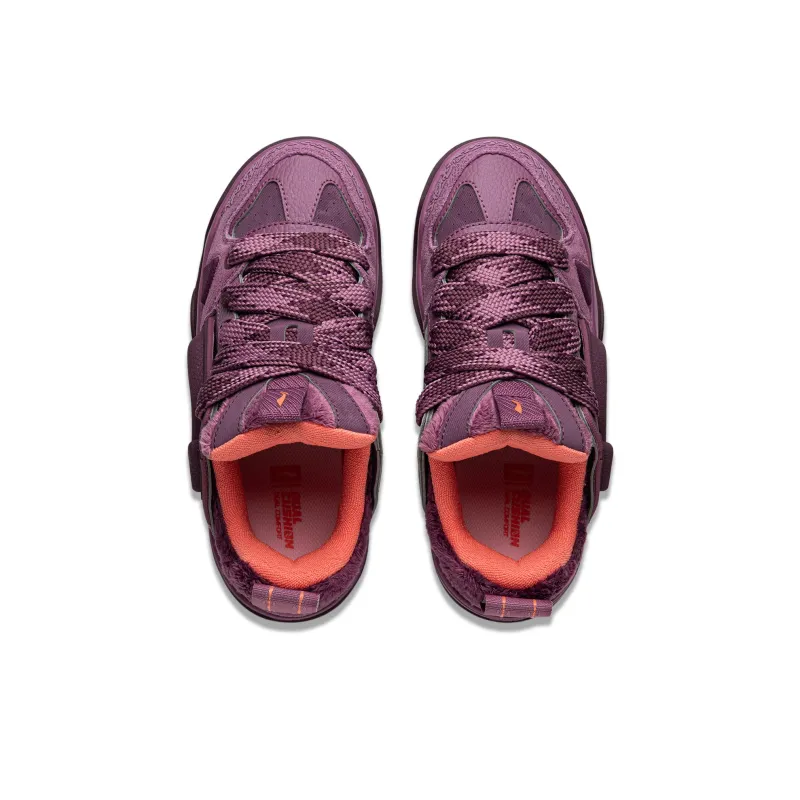 LiNing Jingcheng 2.0 V2 Slip Resistant Cushioning Height Increasing Low Top Skateboard Shoes Women's Rose Purple Red-3