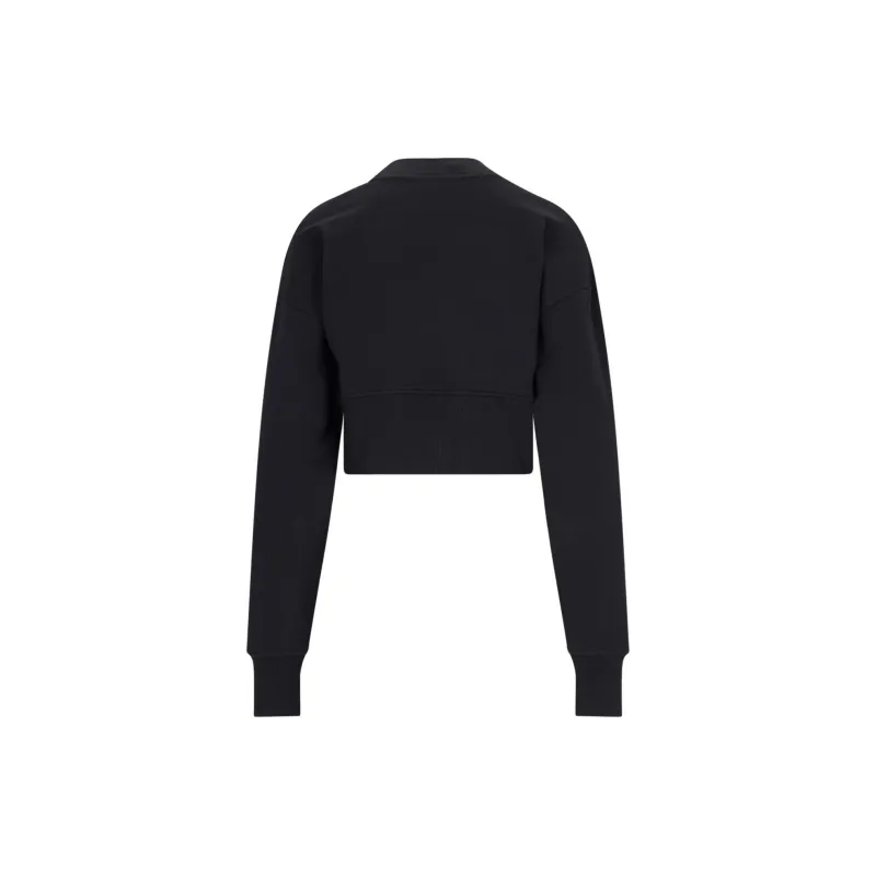 BALMAIN Logo Printed Crewneck Cropped Sweatshirt-1