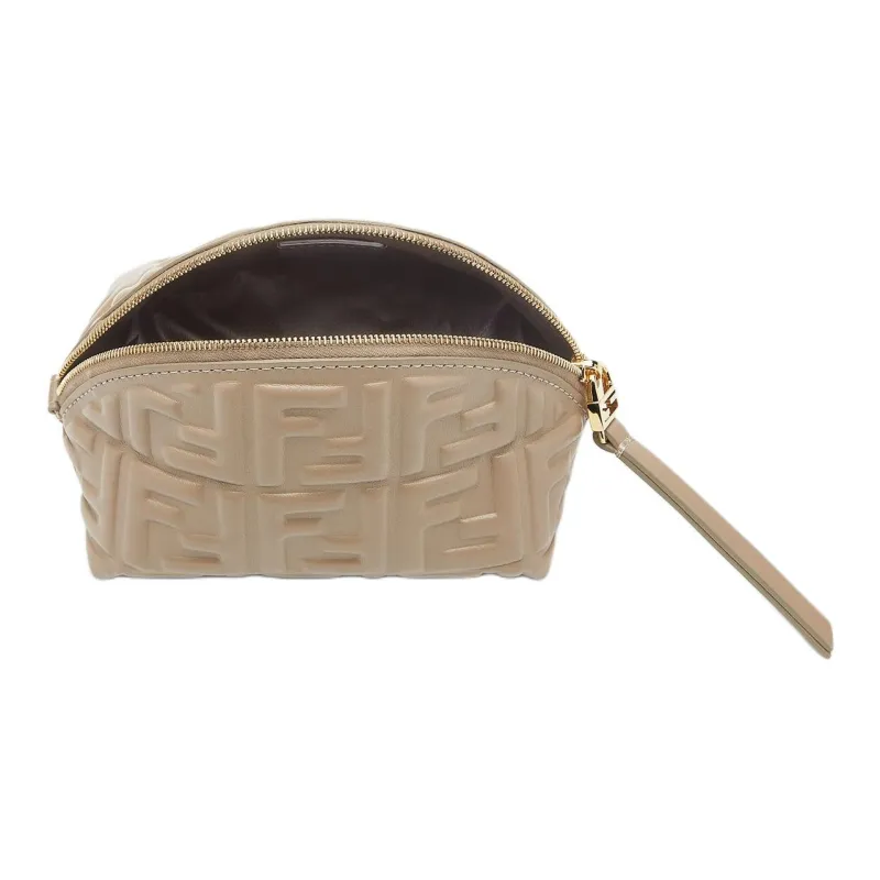 FENDI Nappa Leather Clutch Small Size Women's Gray-2