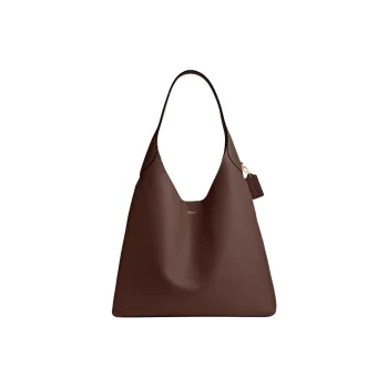 COACH Brooklyn Natural Grain Leather Hobo Bag, Handbag, Shoulder Bag Women's Brass With Maple