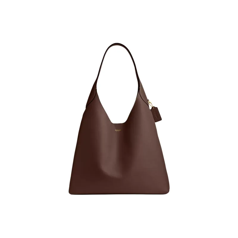 COACH Brooklyn Natural Grain Leather Hobo Bag, Handbag, Shoulder Bag Women's Brass With Maple-0