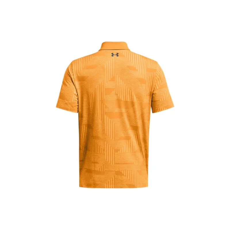 Under Armour Playoff Geo Polo Shirt Men's New Star Orange/White/Castle Stone-1