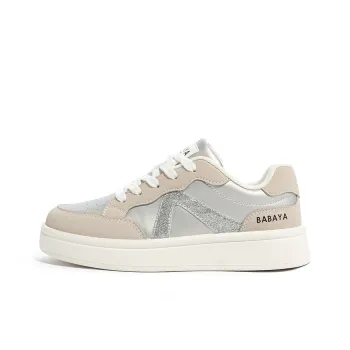 BABAYA KIDS Slip Resistant And Breathable Low Top Skateboard Shoes Women's Silver