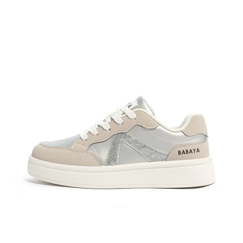 BABAYA KIDS Slip Resistant And Breathable Low Top Skateboard Shoes Women's Silver-0