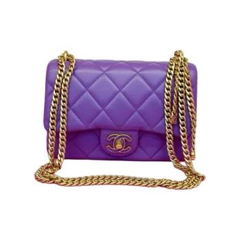CHANEL 22P Sheepskin Crossbody Bag, Shoulder Bag Women's Purple