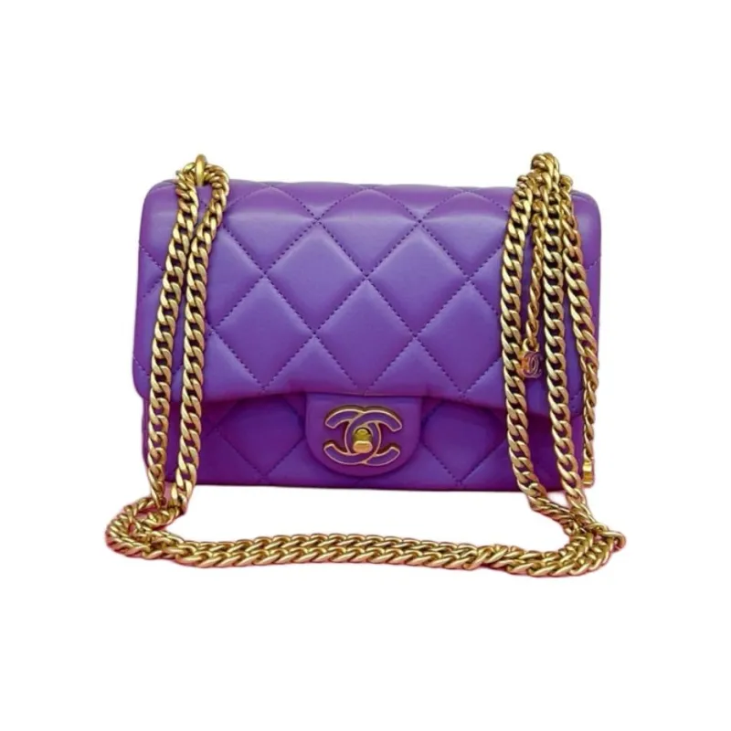 CHANEL 22P Sheepskin Crossbody Bag, Shoulder Bag Women's Purple-0