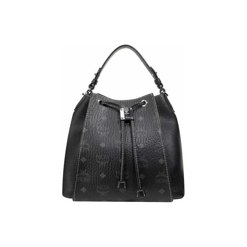 MCM Leather Bucket Bag, Shoulder Bag, Crossbody Bag, Handbag Women's Black-1