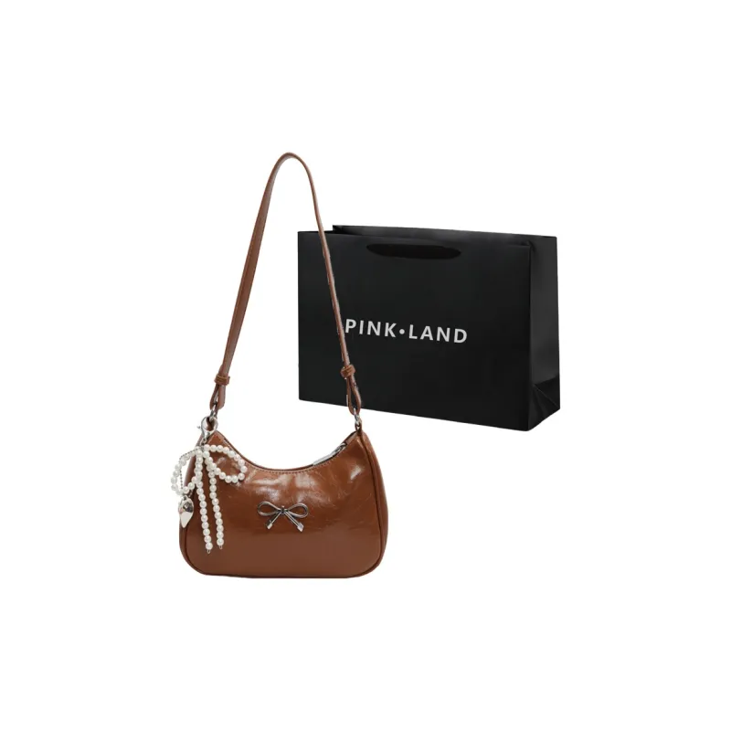 PINK·LAND PU Shoulder Bag Women's Ecru/Silver/Black/Burgundy/Brown-18