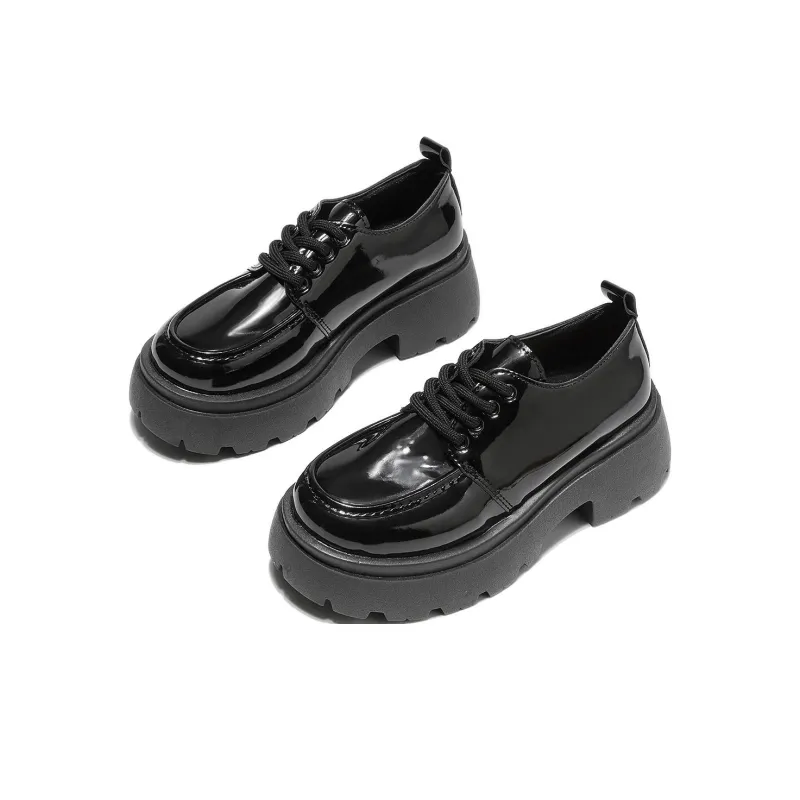 Komanic Ballet Flats Casual Single Shoes Medium Heel Women's Black-2