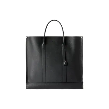Loro Piana Cow Leather Tote Bag, Shopping Bag, Handbag Small Size Women's Black & Gunmetal Copper