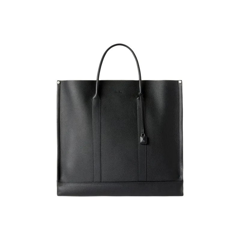 Loro Piana Cow Leather Tote Bag, Shopping Bag, Handbag Small Size Women's Black & Gunmetal Copper-0