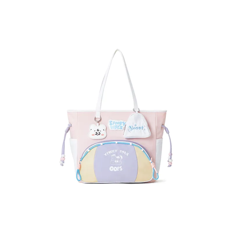 Sound For Life Fabric Tote Handbag, Shoulder Bag Large Size Women's Multicolor-5