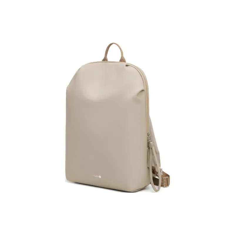 Y.U.M.C. Artificial Leather Backpack Medium Size Women's Khaki Black/Red/Pink-1