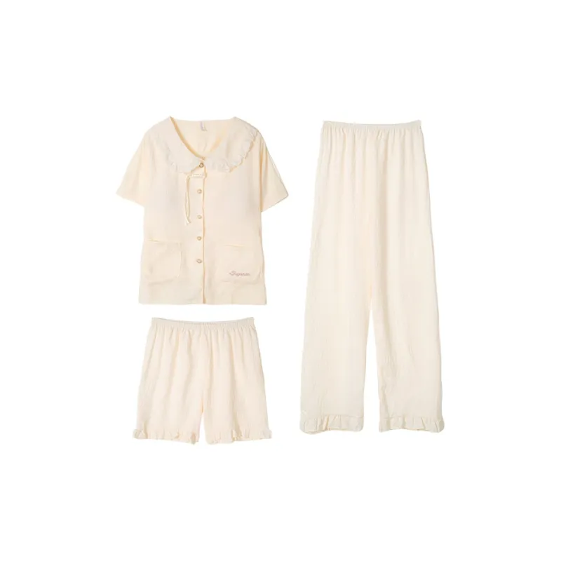 CAIHENGTONG Pajama Set Women's Pocket Letter-0