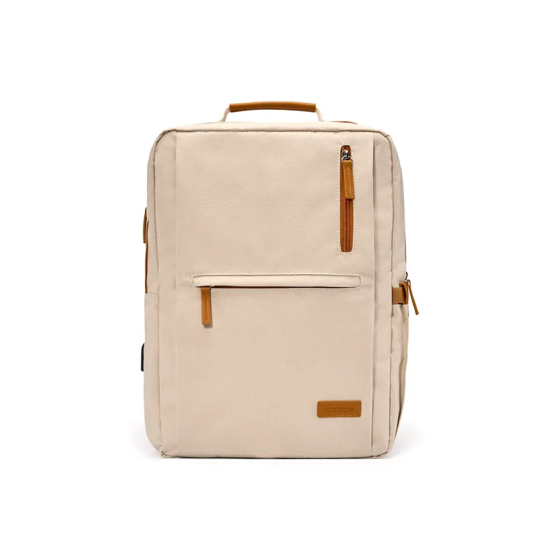TTaG．baG Oxford Backpack Regular Unisex White & Brown-0