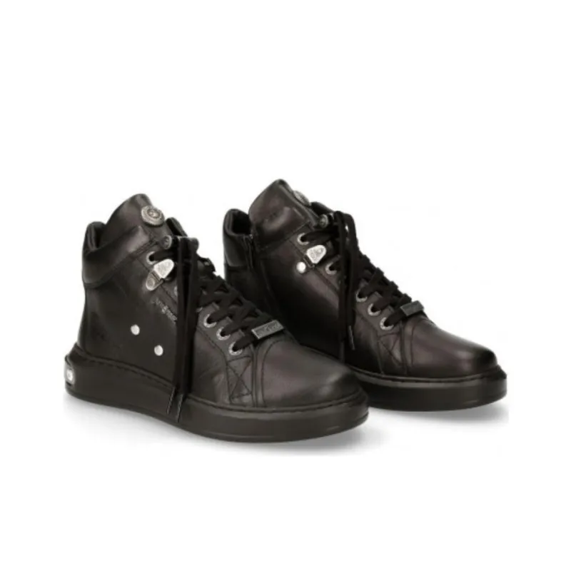 NEW ROCK High-Top Skateboard Shoes Women's Black-3
