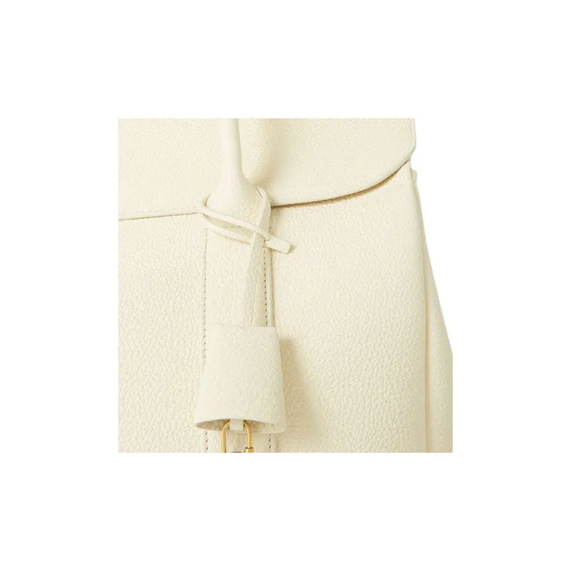 Loro Piana Cow Leather One Shoulder Handbag Regular Women's Soft White-4