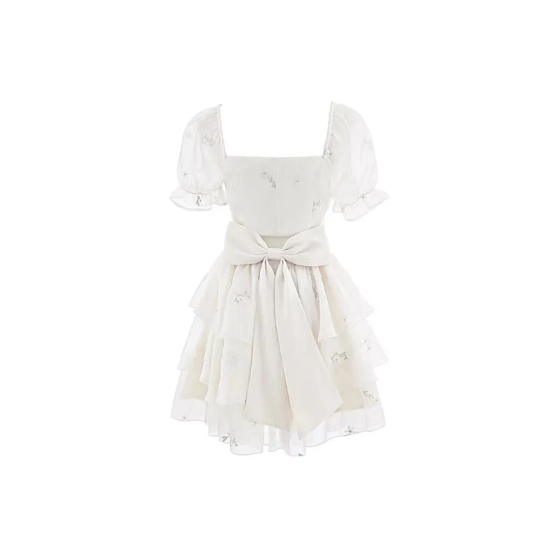 Incolore Short Sleeved Dresses Women's White-1