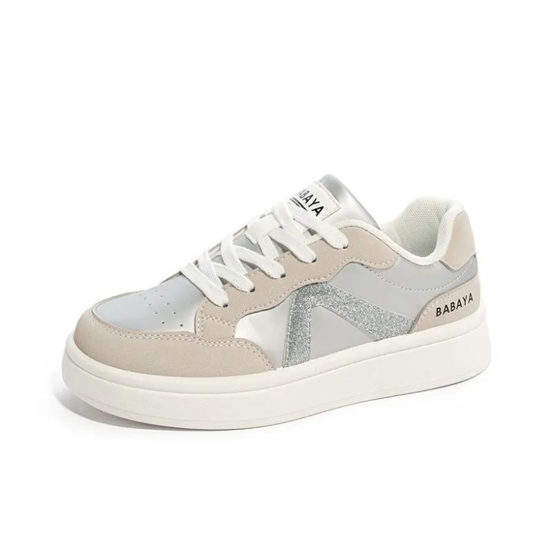 BABAYA KIDS Slip Resistant And Breathable Low Top Skateboard Shoes Women's Silver-1