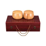 New Yunzi+Paulownia Bamboo Can+Sandalwood Portable Chess Set (Includes Spare Pieces+Instruction Manual)