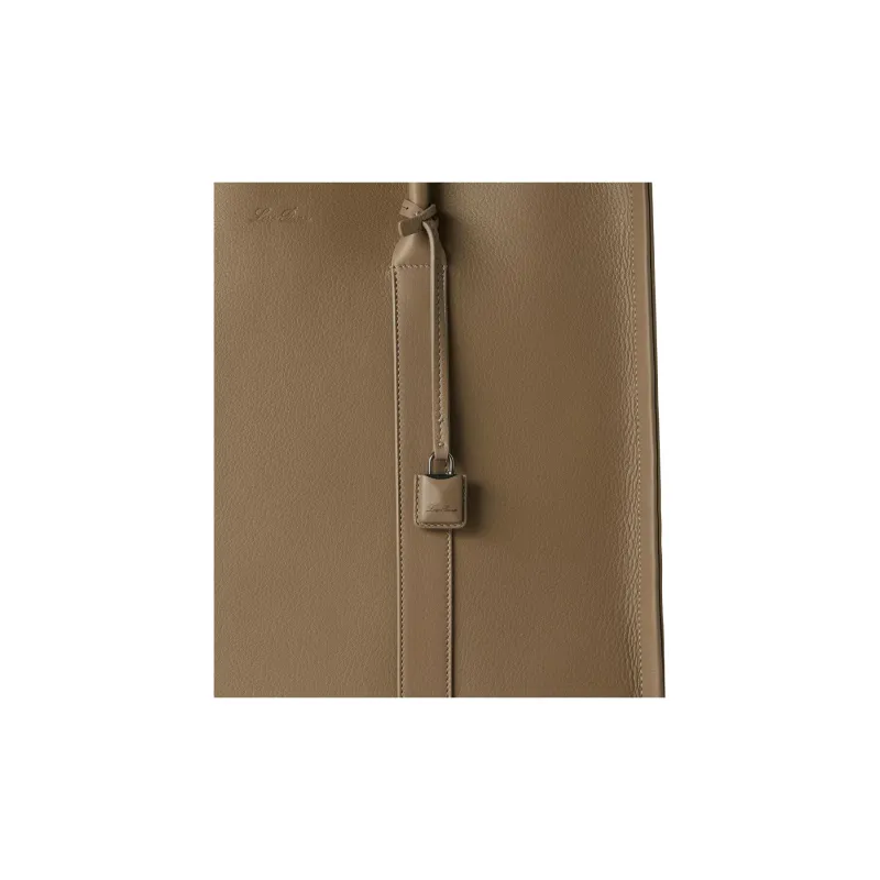 Loro Piana Cow Leather Tote Bag, Shopping Bag, Handbag Tubas Men's Dark Coffee Brown-5