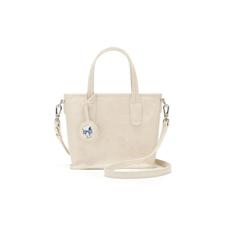 SNOOPY PU Tote Crossbody Handbag Regular Women's Ecru-0