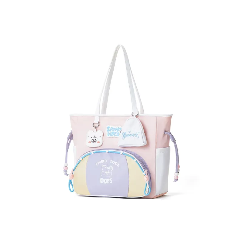 Sound For Life Fabric Tote Handbag, Shoulder Bag Large Size Women's Multicolor-6