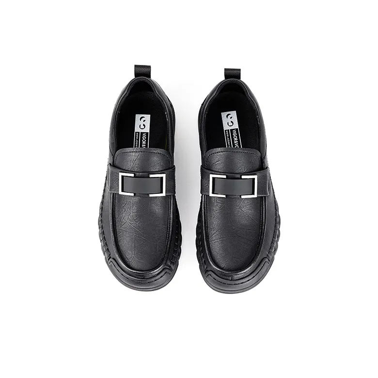 JOSINY Casual Leather Shoes Classic Slip on Men's Black-3