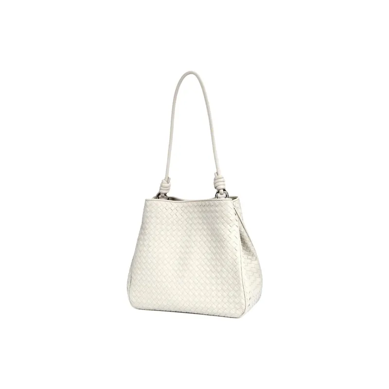 YOCAMU Cow Leather Bucket Bag Handbag Shoulder Bag Crossbody Bag Large Size Women's Black/Limestone White-10