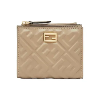 FENDI Nappa Leather Wallet Small Size Women's Gray